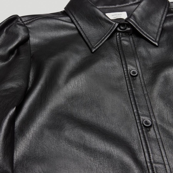 Aritzia Wilfred Mila Vegan Leather Blouse-Black - Picture 9 of 10